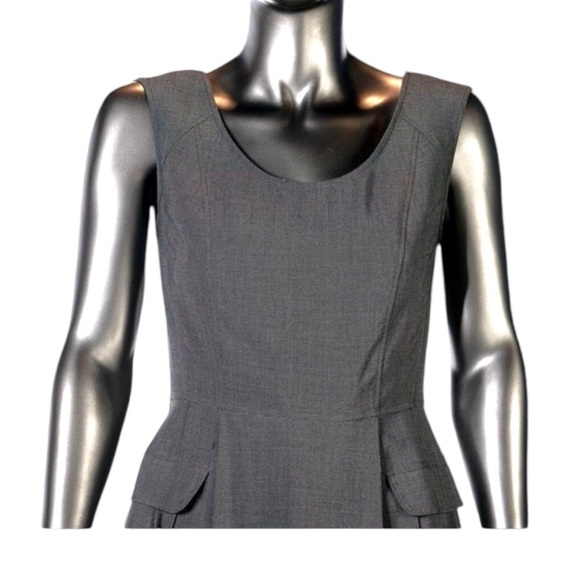Calvin Klein Gray Belted Sleeveless Scoop Neck Future & Flare Dress NWOT Size 4 - Picture 7 of 12